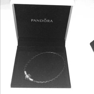 Black leather Pandora Charm Bracelet